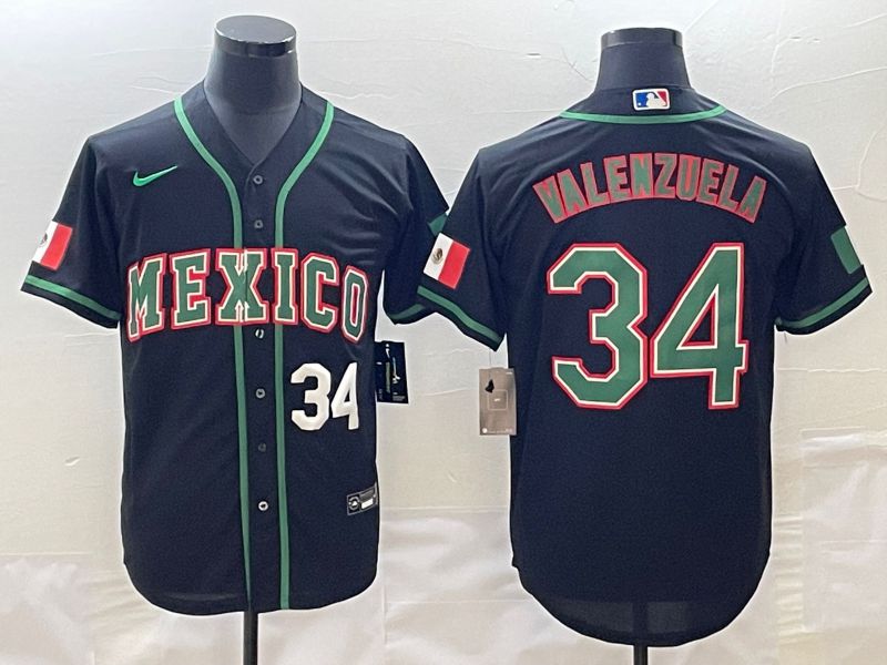 Men 2023 World Cub Mexico #34 Valenzuela Black Nike MLB Jersey3